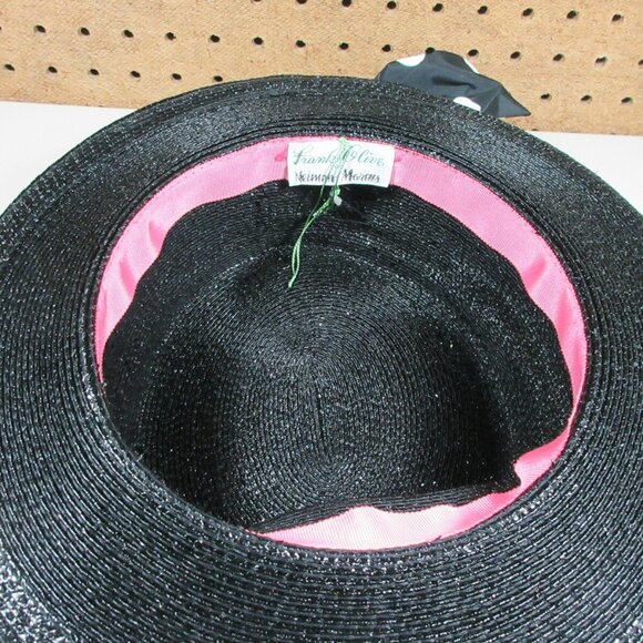 Frank Olive Neiman Marcus womens black white polka dots bow fedora OS main image 4